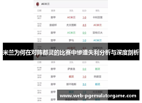米兰为何在对阵都灵的比赛中惨遭失利分析与深度剖析